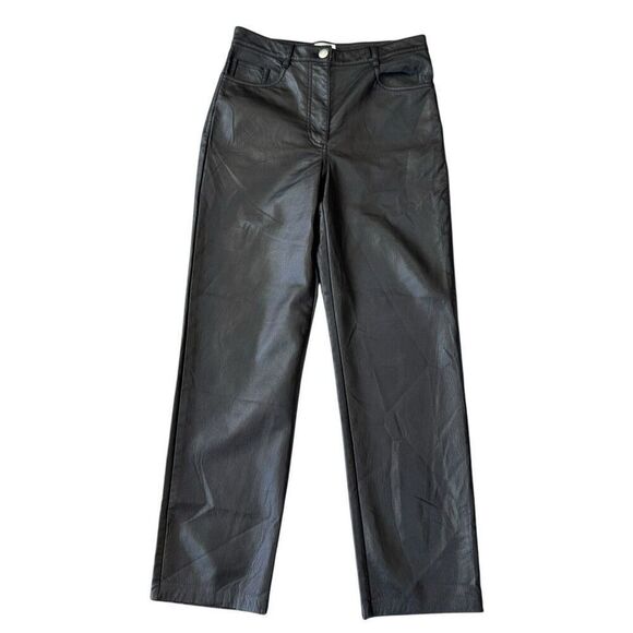 Wilfred The Melina Vegan Leather Straight Leg Pants Size 4 Black - Picture 1 of 13